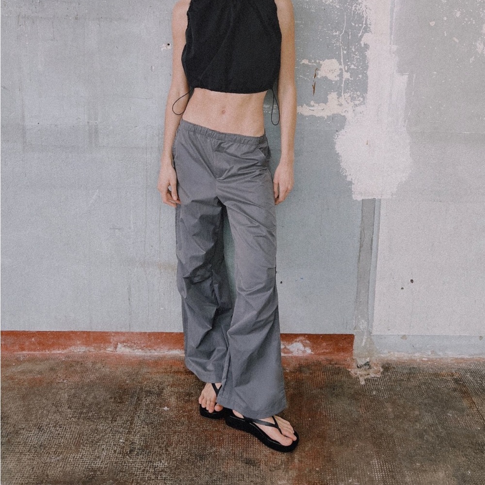 Zara nylon wide leg pants